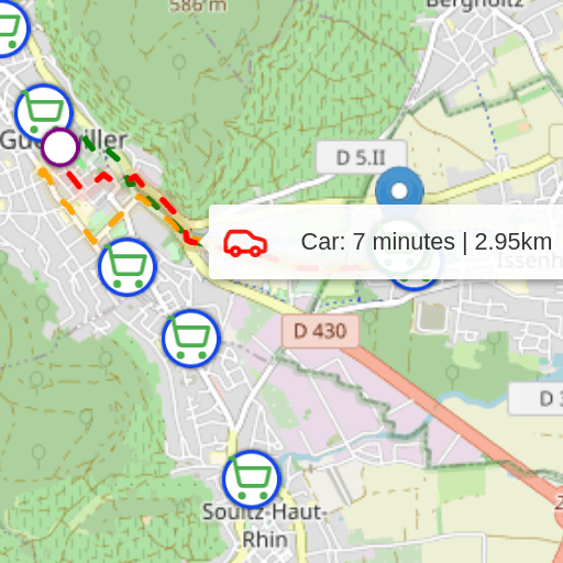 Illustration d'une carte montrant des Points d'Intérêt